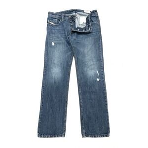 Diesel Darron Regular Slim Tapered Button Fly Jeans 32x30 Distressed Medium Wash